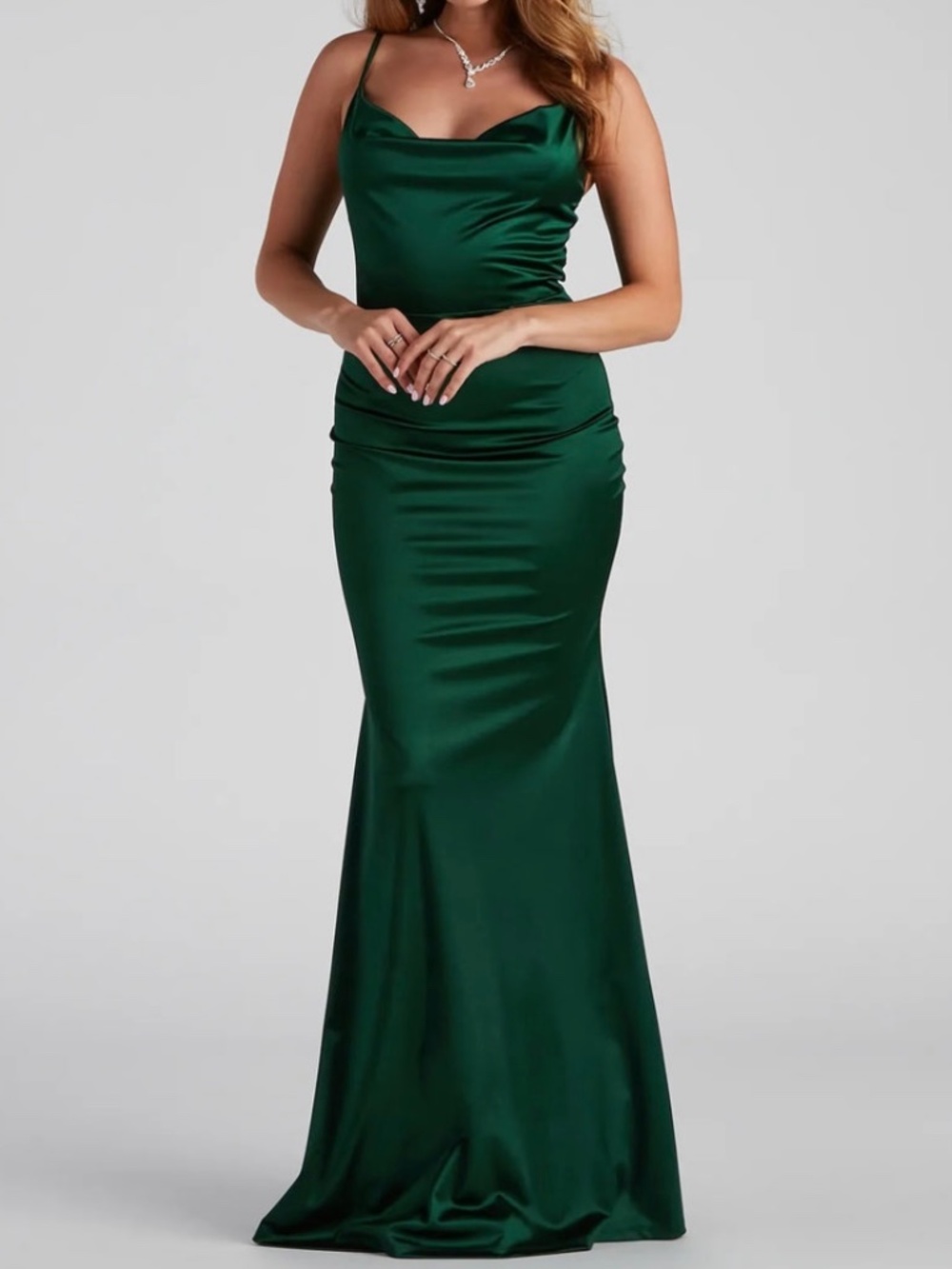 Windsor Nala Hunter Green Cowl Neck Maxi Dress NWT